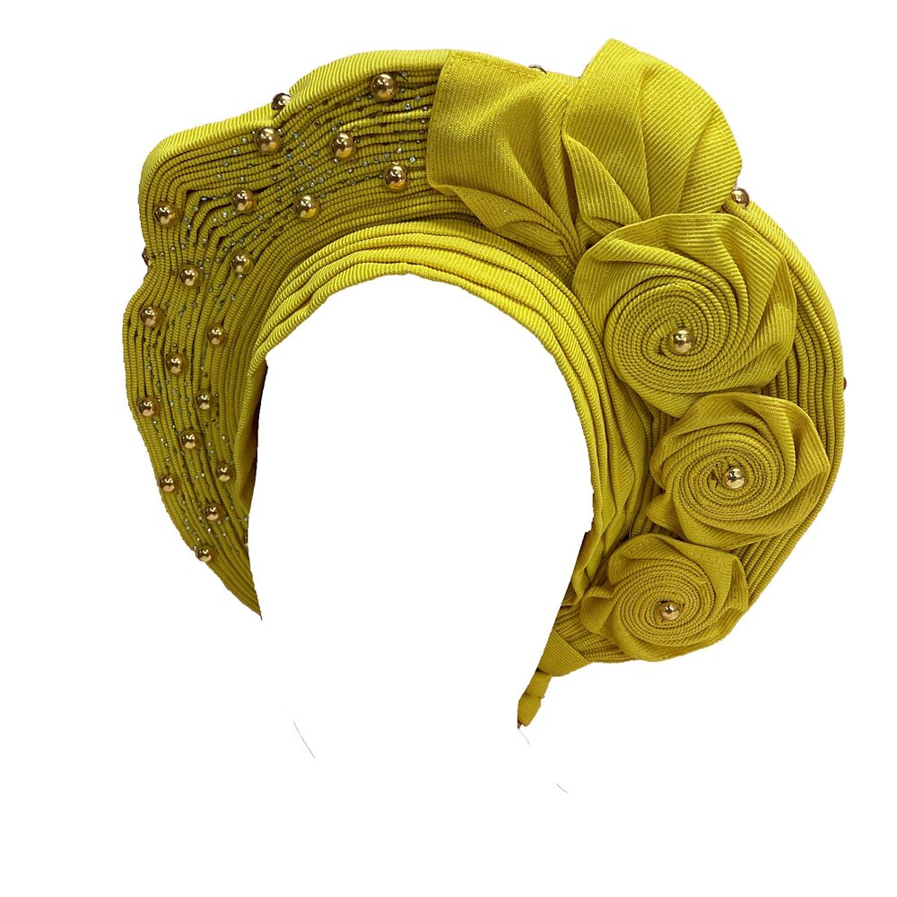 4333 Nigerian Sego Headtie African Auto Gele Headtie Wear Head Wrap